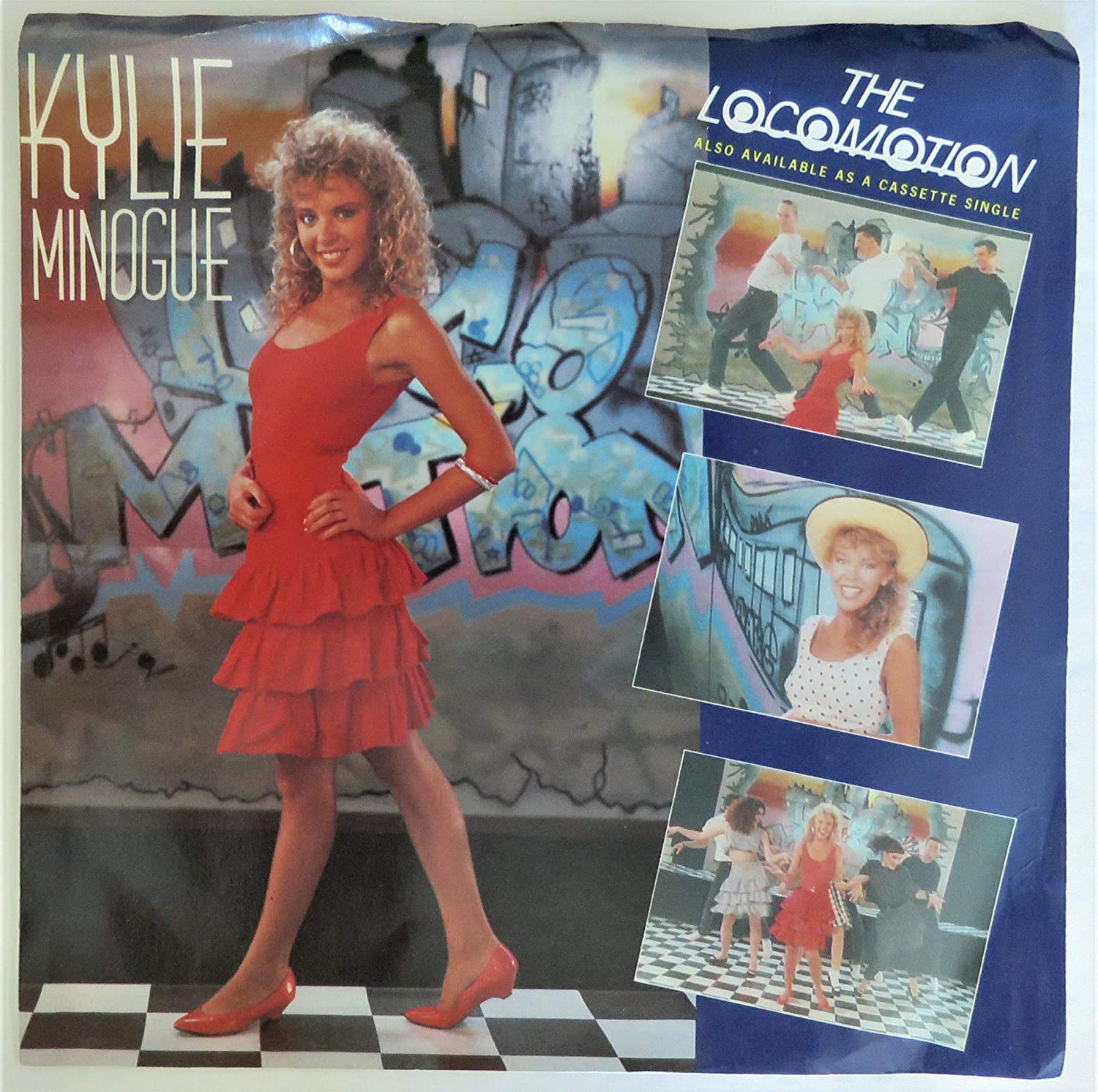 45rpm record sleeve with Kylie Minogue singing Locomotion.