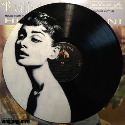 Audrey Hepburn painted on the Movie Sound Track LP, Breakfast at Tiffany's.