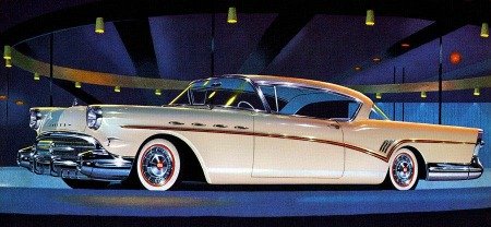 1957 Buick Roadmaster in all its Tail-fins and Chrome glory. A freeze-frame of a bygone era with some of the most beautiful cars ever made.