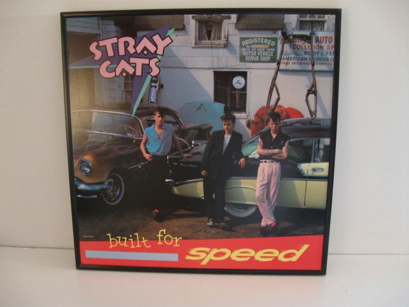 1982 Stray Cats LP, Built For Speed. Find a special wall in your man cave for this framed one-of-a-kind Rockabilly Album Cover Art.