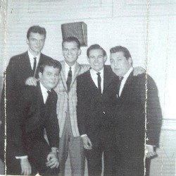 Paul Giacalone and The Fireflies with Dick Clark.  Paul is in front to left of Dick Clark.