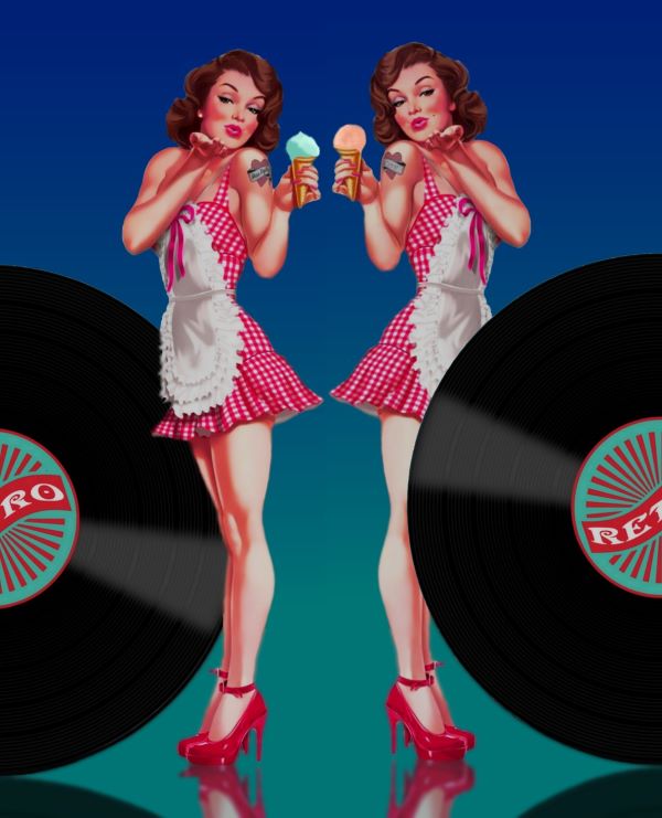 Pin Up 50s-60s car hops...pixabay photo